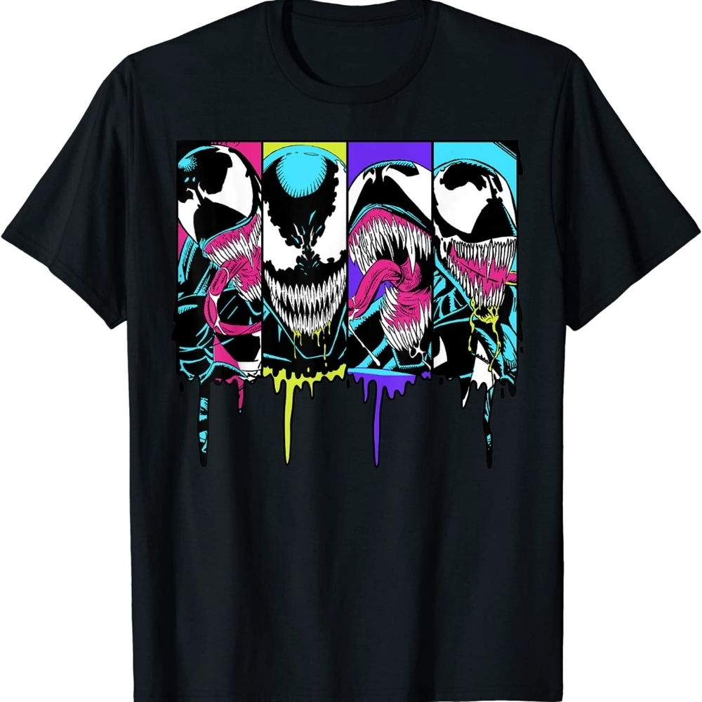 Womens Marvel Venom Colorful Dripping Comic Panel T-shirt